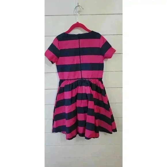 Lands' End Girls Size 7 Pink and Navy Striped Dress - Picture 3 of 5